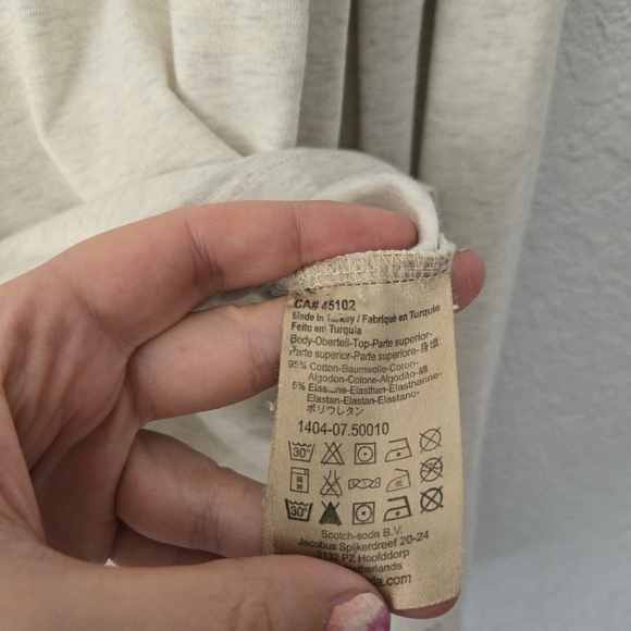 Scotch & Soda S Tan Long Sleeve Scoop Neck Tee Shirt Cotton Blend - Picture 3 of 7